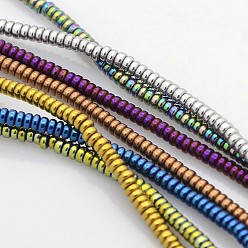 (52) Непрозрачная лаванда Гальванизировать немагнитных синтетический гематит бисер пряди, Heishi бусы, Плоский круглый / диск, разноцветные, 2x1 мм, отверстие : 1 мм, около 372 шт / нитка, 15.7 дюйм