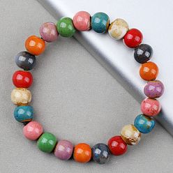 Круглые Браслеты из фарфоровых бусин ручной работы для женщин, круглые, внутренний диаметр: 2-1/2 дюйм (6.5 см)