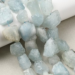 Аквамарин Природные Аквамарин бисер нитей, грубый необработанный камень, самородки, 7~25x9~26x7~20 мм, отверстие : 0.8~1.2 мм, около 10~18 шт / нитка, 7.28''~7.87'' (18.5~20 см)