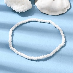 Белый Эластичные браслеты из АБС-пластика с бусинами для женщин, белые, внутренний диаметр: 2-1/4 дюйм (5.8 см), бусина : 3.5 mm