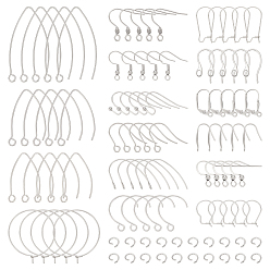 Нержавеющая Сталь Цвет 304 нержавеющая сталь и 316 хирургическая нержавеющая сталь крючки для сережек и крючки для сережек и соединительные кольца, с пластиковыми гайками уха, цвет нержавеющей стали, 74x72x17 мм