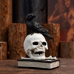 (404) Непрозрачное AB Кислое яблоко Череп из смолы с фигурками птиц, для украшения рабочего стола домашнего офиса, цветочный белый, 80x50x120 мм