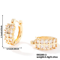 Золотой Блестящие серьги-кольца с микроинкрустацией бриллиантами, сладкий и роскошный, золотые, 17x7 мм