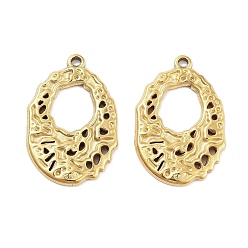 Золотой 304 подвески из нержавеющей стали, фактурный овальный шарм, золотые, 22.5x15x2 мм, отверстие : 1.2 мм