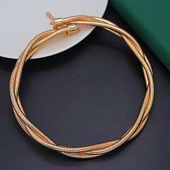 Золотой Элегантные классические ожерелья-чокеры из железной 3-цепочки с плетением в виде змеи для женщин, золотые, внутренний диаметр: 5.12 дюйм (13 см)