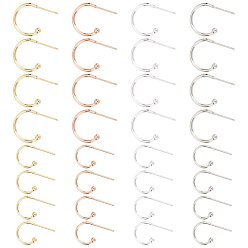 Gemischte Farbe 32 Stk. 4 Farben 304 Ohrstecker aus Edelstahl, Gemischte Farbe, 12.5~17x18.5~22x1.5~2.5 mm, Stift: 0.8~1 mm