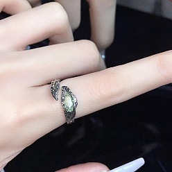 Silver Alloy Rhinestone Cuff Open Rings, Nuggets, Silver, 15~20mm