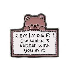 Camel Bear Reminder Enamel Pins, Alloy Motivational Quote Lapel Pin Backs for Backpack Clothes, Black, Camel, 28x31mm
