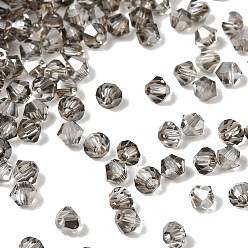 Серый Прозрачные стеклянные бусины, двухконусные, граненые, серые, 4x3.5 мм, отверстие : 0.8 мм, около 720 шт / упаковка