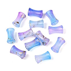 Королевский синий Прозрачные акриловые бусины, волочильных стиле, бамбук совместное, с блеском порошок, королевский синий, 11.5~12x7 мм, отверстие : 3 мм, о: 3571 шт / 500 г