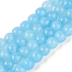 Светло-Голубой Нити из окрашенных стеклянных бусин с эффектом омбре и эффектом кракелюра, имитация драгоценных камней, круглые, Небесно-голубой, 6~6.5 мм, отверстие : 0.8~1 мм, около 138~146 шт / нитка, 29.92~31.89 дюйм (76~81 см)