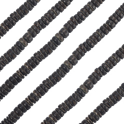 Сиена 6 нити из натуральной кокосовой скорлупы, бусины-рондель, цвет охры, 8x2.5 мм, отверстие : 1 мм, около 107 шт / нитка, 16.1 дюйм (40.89 см)