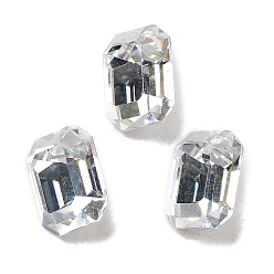 Серебряный Оттенок K 9 кабошоны из стеклянного страза, задние и задние, прямоугольные, серебряный оттенок, 10x8x5.5 мм