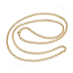 Золотой 304 ожерелья нержавеющей стали, Кольцо ожерелья, золотые, 29.53x0.16x0.06 дюйм (75x0.4x0.15 см)