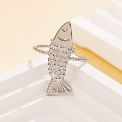 Нержавеющая Сталь Цвет Регулируемые 304 манжеты из нержавеющей стали с открытыми кольцами, рыба, цвет нержавеющей стали, размер США 6 (16.5 мм)