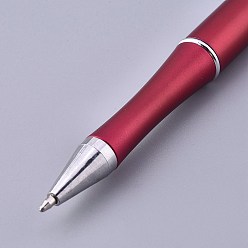 Dark Red Plastic Beadable Pens, Shaft Black Ink Ballpoint Pen, for DIY Pen Decoration, Dark Red, 144x12mm, The Middle Pole: 2mm