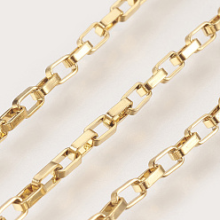 Золотой Ионное покрытие (ip) вручную 304 ящичные цепи из нержавеющей стали, несварные, с катушкой, прямоугольные, золотые, 4x2x1 мм, около 32.8 футов (10 м) / рулон