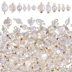 Золотой 120 шт. 12 стили из АБС-пластика с акриловыми жемчужинами и железными подвесками и подвесками-соединителями, самородки/овал/бабочка, золотые, 17.8~20.3 мм, отверстие : 3.2 мм, 10 шт / стиль