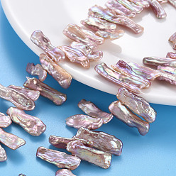 лаванда Природные Кеши жемчуг пряди, культивированный пресноводный жемчуг, самородки, лаванда, 12~27x6~11x3~6 мм, отверстие : 0.6 мм, около 56~58 шт / нитка, 14.96 дюйм (38 см)