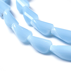 Светло-Голубой Непрозрачные сплошные цветные стеклянные бусины, граненые, твист, Небесно-голубой, 13x8x5 мм, отверстие : 1.4 мм, около 50 шт / нитка, 26.9 дюйм (68.5 см)
