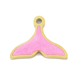 Fish Ионное покрытие (ip) 304 брелоки из нержавеющей стали, эмалевые подвески на тему морских животных, реальный 14 k позолоченный, рыбий хвост, 8x10x0.8 мм, отверстие : 0.8 мм