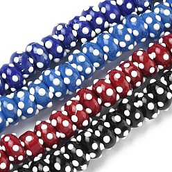 (52) Непрозрачная лаванда Бусины из непрозрачной стеклянной эмали, окрашенные аэрозольной краской, шероховатая рондель в горошек, разноцветные, 10~12x5~6 мм, отверстие : 3~4 мм