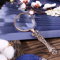 Красная Медь Винтажное ретро портативное увеличительное стекло, металлическая ручка с тиснением, для чтения, Красная медь, 14.3 см