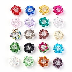 Mixed Color Glass Woven Beads, Cluster Beads, Lotus, Mixed Color, 25~28x14mm, Hole: 5mm