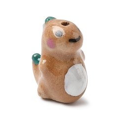 Цвет Древесины Фарфоровые бусины ручной работы, динозавр, пастельный фарфор, деревесиные, 21.5x13.5x20.5 мм, отверстие : 1.6 мм