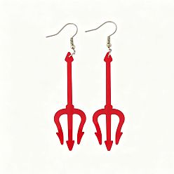 Others Halloween Acrylic Dangle Earrings, Red, 82x20mm
