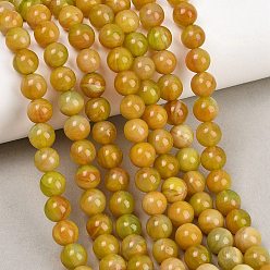 Темно-Золотистый Ручной работы бусины прядь, имитация нефрита, круглые, темные золотарник, 7.5~8 мм, отверстие : 1.8 мм, около 49~54 шт / нитка, 14.76~15.16'' (37.5~38.5 см)