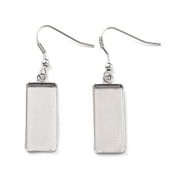 Нержавеющая Сталь Цвет Не тускнеют 304 крючки для сережек из нержавеющей стали, серьги настройки, прямоугольные, цвет нержавеющей стали, 48x11 мм, штифты : 0.6 мм