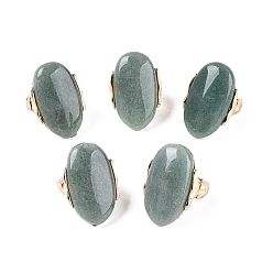 Зеленый Авантюрин Натуральный зеленый авантюрин, овальные, с позолоченной сплавочной фурнитурой, 37~38x25 мм, 19 мм