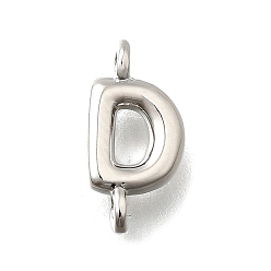Letter D Подвески из латуни, без свинца и без кадмия, долговечный, стойки покрытие, платина, Буква D, 12x6x2 мм, отверстие : 1.2 мм