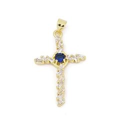 Cross Латунные микро проложить кубического циркония подвески, без свинца и без кадмия, долговечный, стойки покрытие, реальный 18 k позолоченный, крестик, 33.5x21.5x4.5 мм, отверстие : 3.5x5 мм