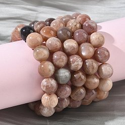 Солнечный Камень Браслеты из натуральных круглых бусин солнечного камня для женщин, бусины : 11.8~12.8 мм, внутренний диаметр: 2.09~2.13 дюйм (5.3~5.4 см)