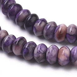 Medium lila Synthetische Erzperlenstränge, gefärbt, Rondell, Medium lila, 4x2 mm, Bohrung: 1 mm, ca. 155 Stk. / Strang, 14.96 Zoll (38 cm)