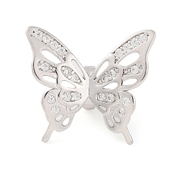 Платинированный Подвески из чистого серебра с родиевым покрытием и кубическим цирконием, бабочки прелести, с печатью 925, Реальная платина, 925 мм, отверстие : 14x15.5x6.5 мм
