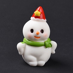 White Christmas Theme Resin Display Decoration, for Home Decoration, Photographic Prop, Dollhouse Accessories, Snowman with Scarf & Hat, White, 39.5x28.5x21mm