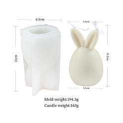 Rabbit Easter Themed Candle Molds, Silicone Molds, for Homemade Beeswax Candle Soap, White, Rabbit Pattern, 8.5x12cm