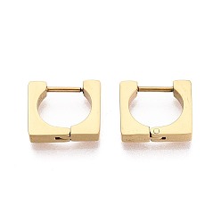 Настоящее золото 18K Серьги из 304 нержавеющей стали, прямоугольные, ионное покрытие (ip), реальный 18 k позолоченный, 11.5x13x3 мм