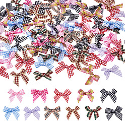 (52) Непрозрачная лаванда Аксессуары костюма из ткани, бантом из полиэстеровой ленты с рисунком тартан, разноцветные, 30~40x35~38x5~6 мм, 11 цветов, 10 шт / цвет, 110 шт / комплект