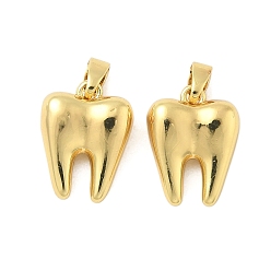 Настоящее золото 18K Латунные подвески, без кадмия и без свинца, зубные чары, реальный 18 k позолоченный, 15x11x5.5 мм, отверстие : 4x2 мм