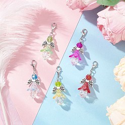 Античный Серебристый & Платиновый Подвески в виде ангела из стеклянных бусин и акрила, Сплав с застежками когтя омара, старинное серебро и платина, 51 мм