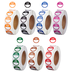 (52) Непрозрачная лаванда 7 рулоны бумажных наклеек, плоский круг с меткой недели, разноцветные, 19 мм, 1000шт / рулон