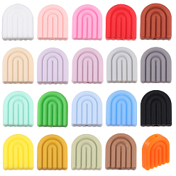 (52) Непрозрачная лаванда 40 шт 20 стили радужная арка пищевой экологически чистый силиконовый фокус бусины, изготовление ожерелий diy, разноцветные, 19~19.5x16.5~17x5.5~6 мм, отверстие : 2~3 мм, 2 шт / стиль