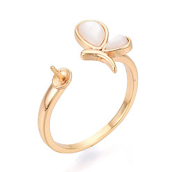 Настоящее золото 18K Закрепки для манжетных колец в форме бабочки из латуни, за половину пробурено бисера, без кадмия, без никеля и без свинца, реальный 18 k позолоченный, штифты : 0.8~1 мм, 12.5 мм, размер США 6 3/4 (17.1 мм)