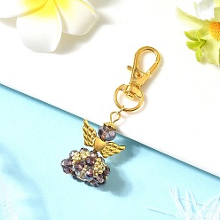 Фиолетовый Подвески из стекла и сплавов «ангел», с сплава шарнирного когтя омара застежками, фиолетовые, 64 мм