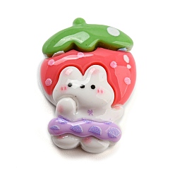 Лосось Непрозрачные кабошоны из смолы, кролик с клубникой, salmon, 19x27.5x9 мм