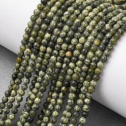 Змеевик Натуральный серпантин / зеленые кружевные нити из бисера, круглые, 3~3.5 мм, отверстие : 0.7 мм, около 135~139 шт / нитка, 14.76''~14.96'' (37.5~38 см)